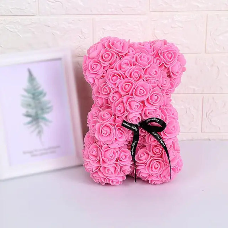 25Cm Artificial Flowers Rose Bear Girlfriend Anniversary Christmas Valentine'S Day Gift Birthday Present for Wedding Party