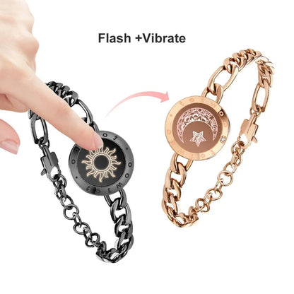 TOTWOO Long Distance Touch Bracelets for Couples ,Light Up&Vibration Relationship Gifts for Lovers Smart Jewelry Love Bracelets