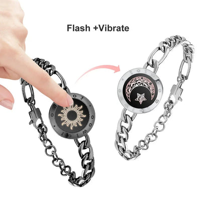 TOTWOO Long Distance Touch Bracelets for Couples ,Light Up&Vibration Relationship Gifts for Lovers Smart Jewelry Love Bracelets